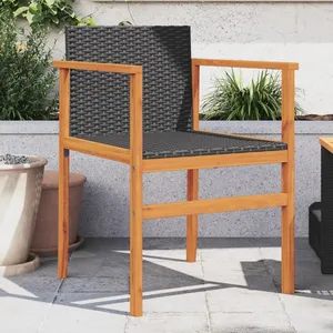 vidaXL Chaises de jardin lot de 2 noir résine tressée et bois massif pas cher