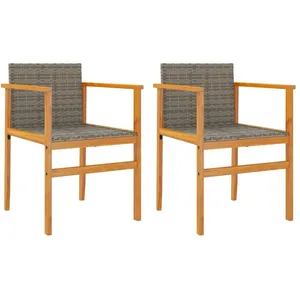 vidaXL Chaises de jardin lot de 2 gris résine tressée et bois massif pas cher