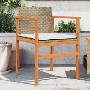 vidaXL Chaises de jardin coussins lot de 2 beige résine tressée bois pas cher