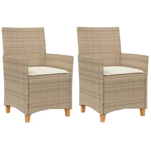 Comparateur de prix : vidaXL Chaises de jardin coussins lot de 2 beige résine tressée bois