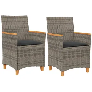 vidaXL Chaises de jardin coussins lot de 2 gris résine tressée et bois pas cher