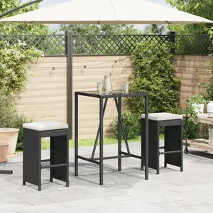 Vidaxl tabourets de bar jardin coussins lot de 2 noir résine tressée pas cher