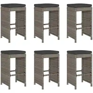 Vidaxl tabourets de bar de jardin et coussins lot de 6 résine tressée pas cher
