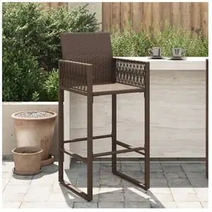 vidaXL Tabourets de bar de jardin lot de 2 marron résine tressée pas cher