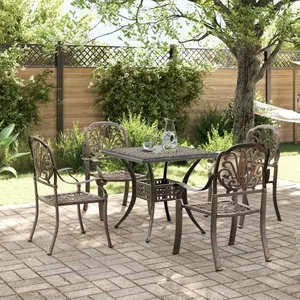 vidaXL Ensemble manger de jardin 5 pcs bronze aluminium coulé pas cher