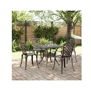 vidaXL Ensemble manger de jardin 5 pcs bronze aluminium coulé pas cher