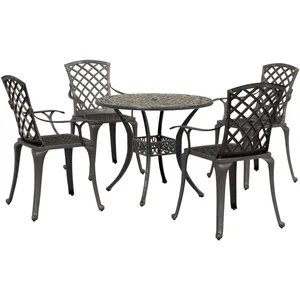 vidaXL Ensemble manger de jardin 5 pcs bronze aluminium coulé pas cher