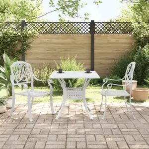 vidaXL Ensemble de bistro 3 pcs blanc aluminium coulé pas cher