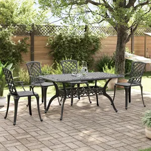 vidaXL Ensemble à manger de jardin 5 pcs noir aluminium coulé pas cher