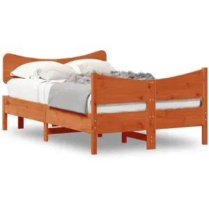 vidaXL Cadre de lit avec tête de lit cire marron 120x190cm bois de pin pas cher