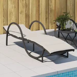 vidaXL Chaise longue avec coussin noir 60x199x42 cm résine tressée pas cher