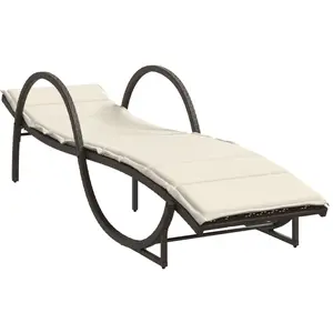 vidaXL Chaise longue avec coussin marron 60x199x42 cm résine tressée