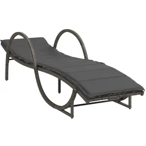 vidaXL Chaise longue avec coussin gris 60x199x42 cm résine tressée pas cher