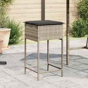 vidaXL Tabourets de bar jardin avec coussins lot de 2 gris clair rotin pas cher