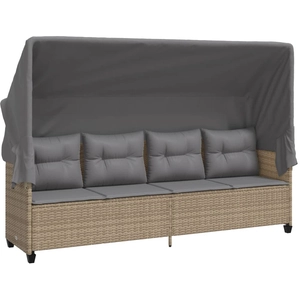 vidaXL Chaise longue avec coussins beige résine tressée pas cher