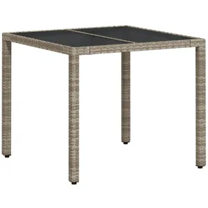 Comparateur de prix : vidaXL Table de jardin avec dessus en verre gris clair résine tressée