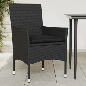 vidaXL Chaises de jardin avec coussins 2 pcs noir résine tressée pas cher
