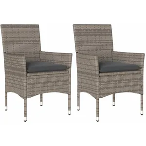 Comparateur de prix : vidaXL Chaises de jardin avec coussins lot de 2 gris résine tressée