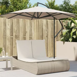 vidaXL Chaise longue double avec coussins beige résine tressée pas cher