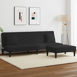 vidaXL Ensemble de canapés 2 pcs avec coussins noir velours pas cher