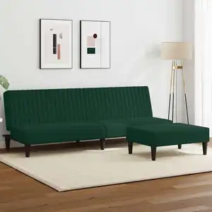 vidaXL Ensemble de canapés 2 pcs vert foncé velours pas cher