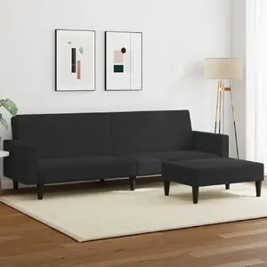 vidaXL Canapé-lit à 2 places avec repose-pied noir velours pas cher