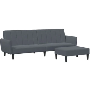 vidaXL Canapé-lit à 2 places avec repose-pied gris foncé velours pas cher