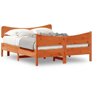 vidaXL Cadre de lit et tête de lit cire marron 150x200 cm bois de pin pas cher