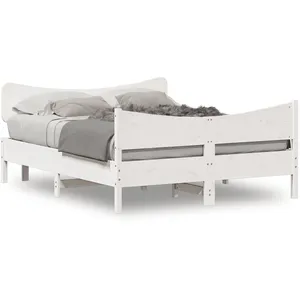 vidaXL Cadre de lit avec tête de lit blanc 140x200 cm bois pin massif pas cher