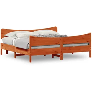 vidaXL Cadre de lit et tête de lit cire marron 180x200 cm bois de pin pas cher