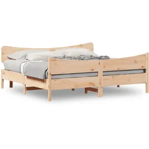 vidaXL Cadre de lit avec tête de lit 200x200 cm Bois de pin massif pas cher