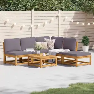 vidaXL Salon de jardin 6 pcs avec coussins bois d'acacia solide pas cher