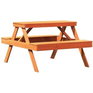 Comparateur de prix : vidaXL Table de pique-nique cire marron 105x134x75 cm bois massif pin