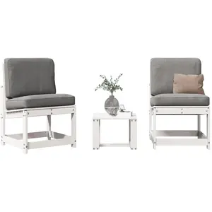 vidaXL Salon de jardin 3 pcs blanc bois massif de pin pas cher