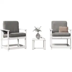 vidaXL Salon de jardin 3 pcs blanc bois massif de pin pas cher