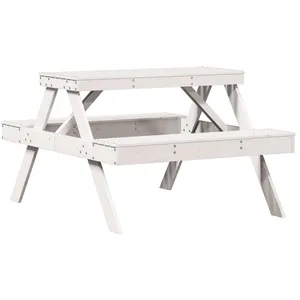 Comparateur de prix : vidaXL Table de pique-nique blanc 105x134x75 cm bois massif de pin
