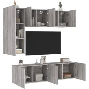vidaXL Unités murales TV 5 pcs sonoma gris bois d'ingénierie pas cher