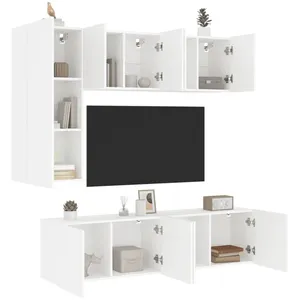 vidaXL Unités murales TV 5 pcs blanc bois d'ingénierie pas cher
