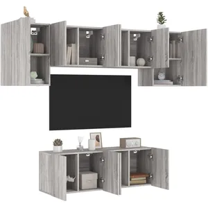 vidaXL Unités murales TV 6 pcs sonoma gris bois d'ingénierie pas cher
