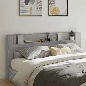 vidaXL Armoire tête de lit avec LED sonoma gris 220x16,5x103,5 cm pas cher