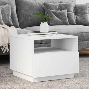 Comparateur de prix : vidaXL Table basse avec lumières LED blanc 50x49x40 cm