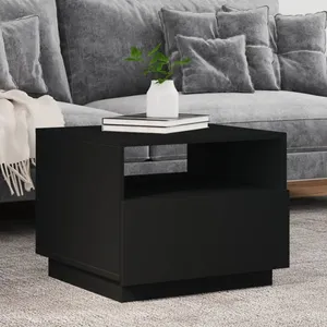 vidaXL Table basse avec lumières LED noir 50x49x40 cm pas cher