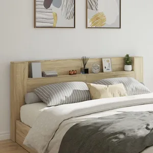 vidaXL Armoire tête de lit avec LED chêne sonoma 220x16,5x103,5 cm pas cher