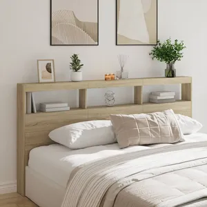 vidaXL Armoire tête de lit avec LED chêne sonoma 200x17x102 cm pas cher