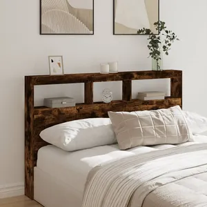 vidaXL Armoire tête de lit avec LED chêne fumé 160x17x102 cm