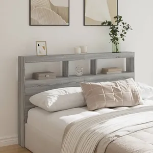 vidaXL Armoire tête de lit avec LED sonoma gris 160x17x102 cm pas cher