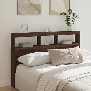 vidaXL Armoire tête de lit avec LED chêne marron 160x17x102 cm pas cher