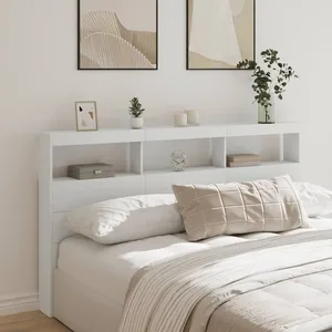 Comparateur de prix : vidaXL Armoire tête de lit avec LED blanc 180x17x102 cm
