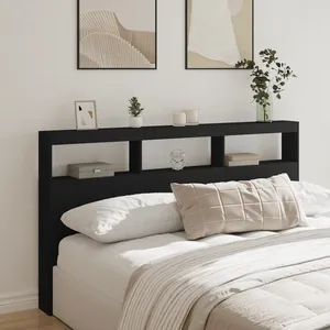 Comparateur de prix : vidaXL Armoire tête de lit avec LED noir 180x17x102 cm