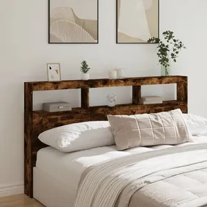 vidaXL Armoire tête de lit avec LED chêne fumé 180x17x102 cm pas cher